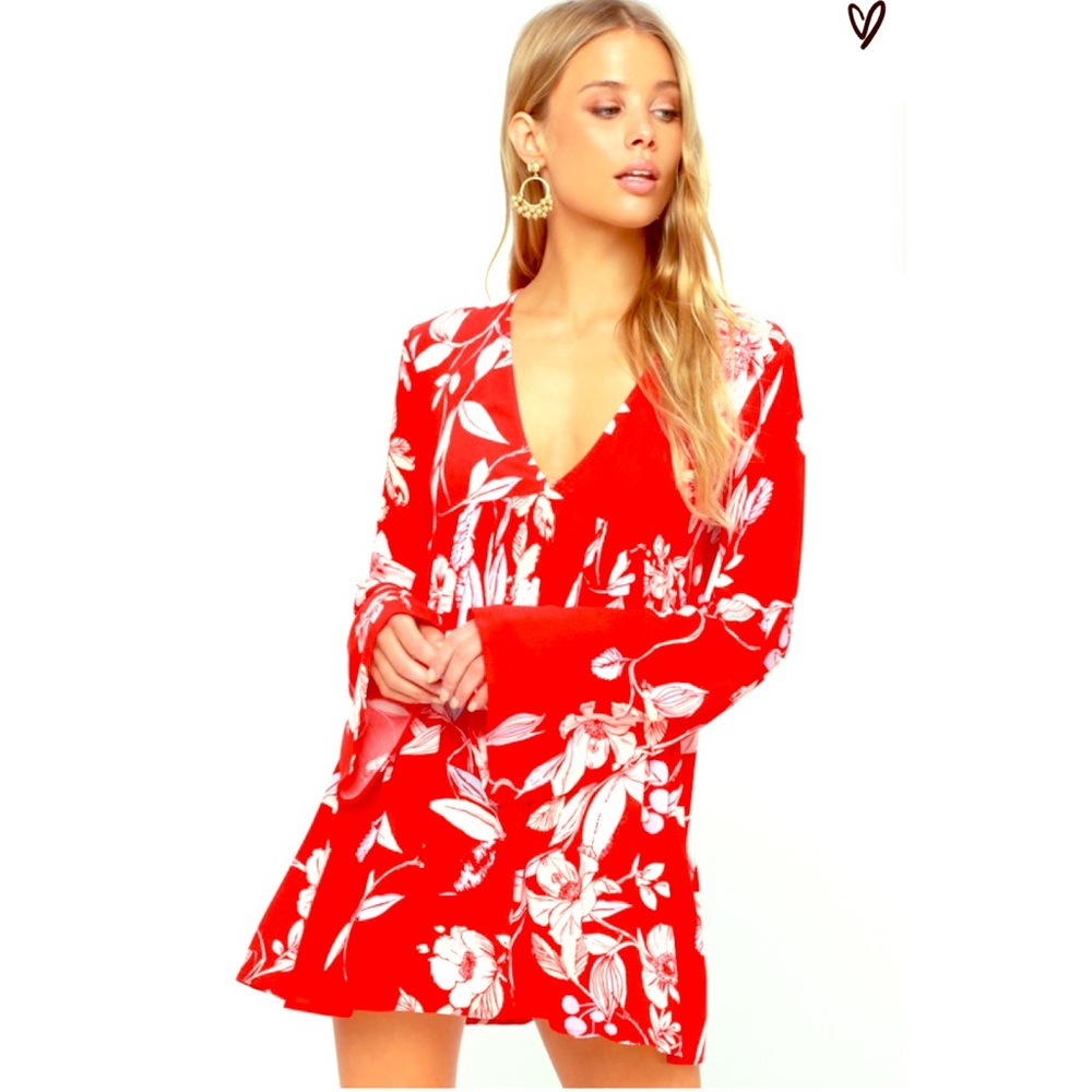 NWT Free People Bella Tunic Dress - Red